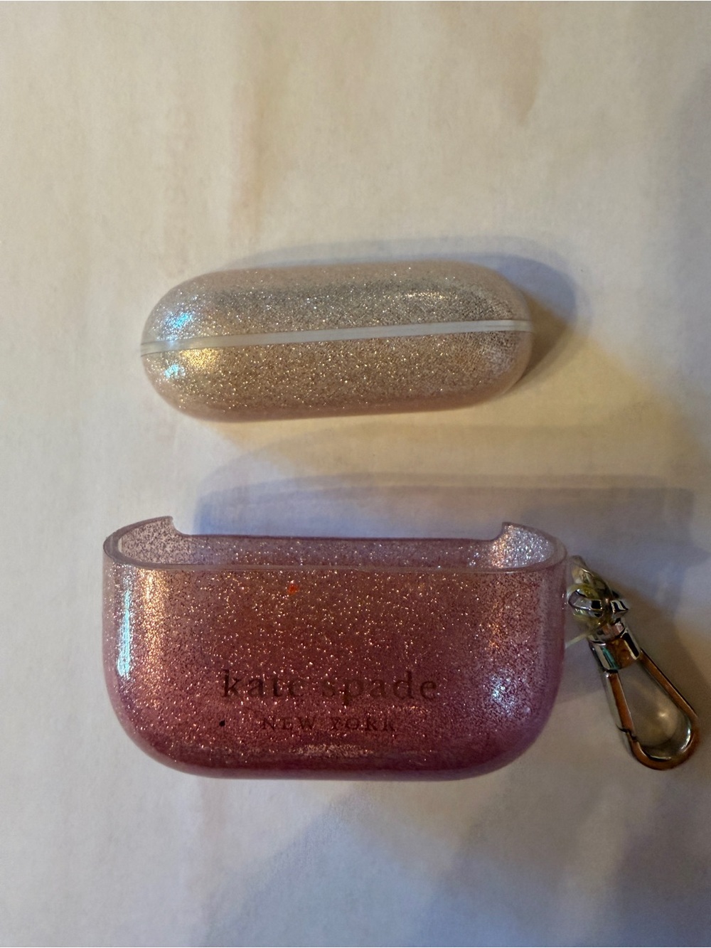 kate spade Pink Glitter AirPods Case with Clip